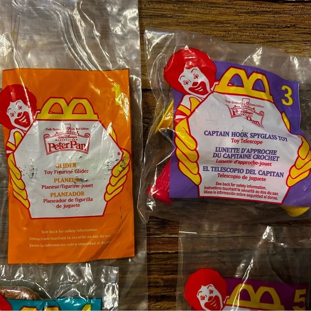 NWT Lot of 5 McDonald’s‎ 1997 Vintage Peter Pan Happy Meal Toys Unopened